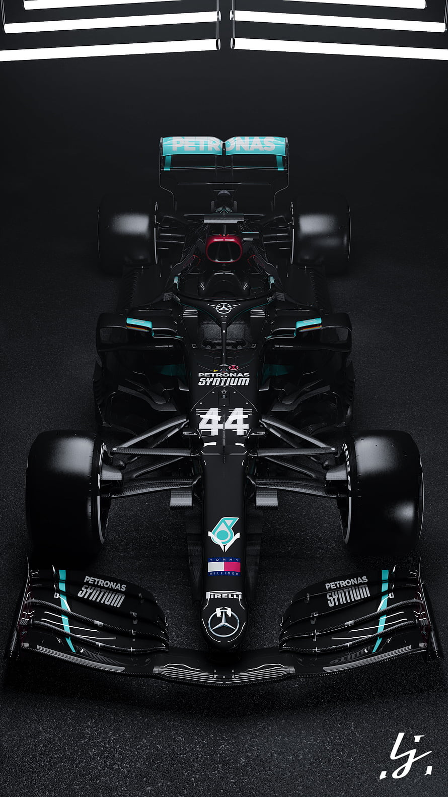 Mercedes-AMG Petronas F1 W14 E Performance Lewis Hamilton 44 Matte Black, ArtStation - Mercedes AMG Petronas W11 - Render, Yannick Lehrich, F1 Mercedes HD phone wallpaper