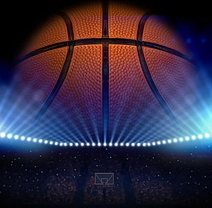 Dramatic Basketball Arena with Spotlight Beams and Crowd Atmosphere HD wallpaper