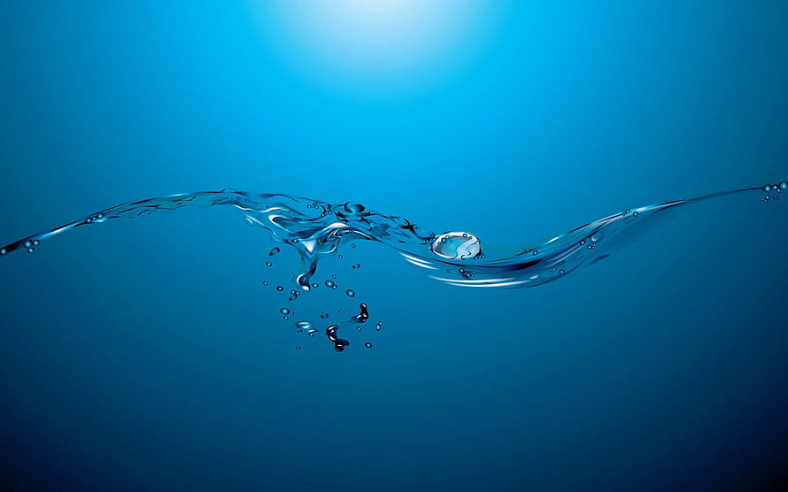 Dynamic Water Wave Splash on Deep Blue Gradient Background HD wallpaper