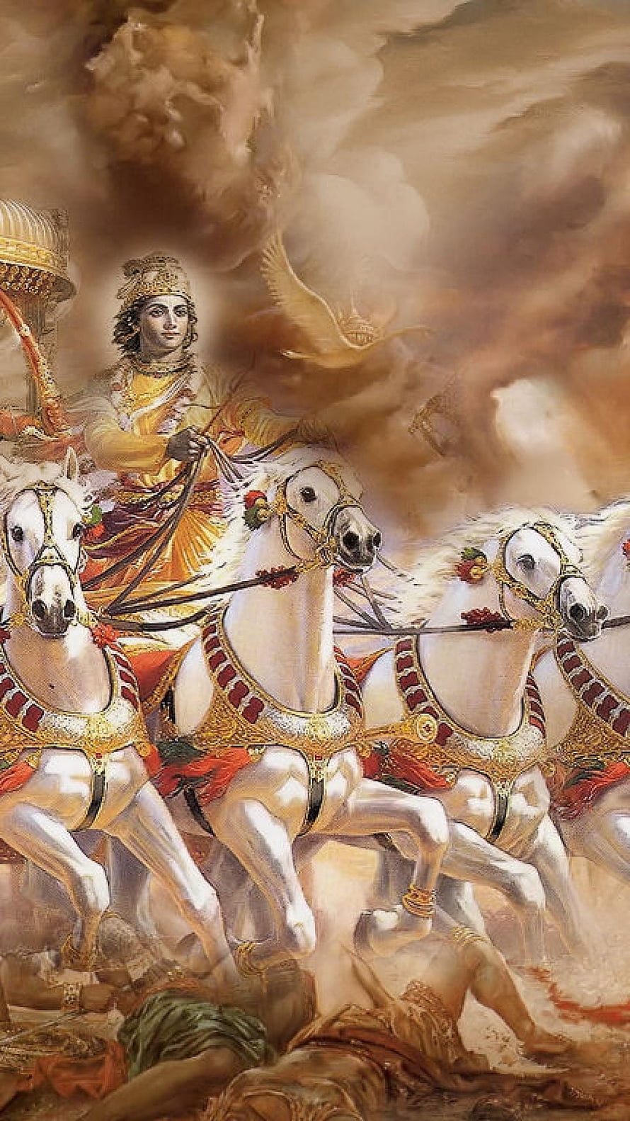Arjuna in the Divine Chariot of the Mahabharata Epic HD phone wallpaper
