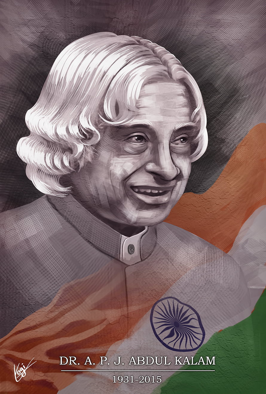 Portrait of Dr. A. P. J. Abdul Kalam with Indian Flag Background HD phone wallpaper