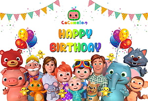 Cocomelon Happy Birthday Celebration with JJ, TomTom, YoYo, and Friends HD wallpaper