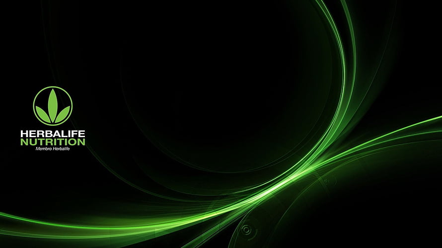 Herbalife Nutrition Logo with Abstract Green Swirls on Black Background HD wallpaper