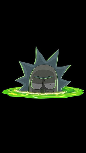 Rick Sanchez Dissolving in Green Slime on Black Background HD phone wallpaper