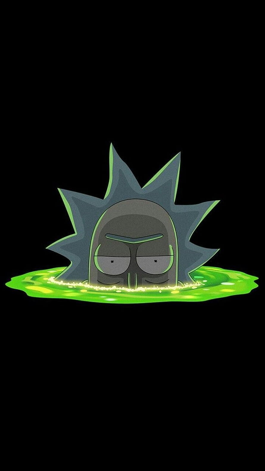Rick Sanchez Dissolving in Green Slime on Black Background HD phone wallpaper