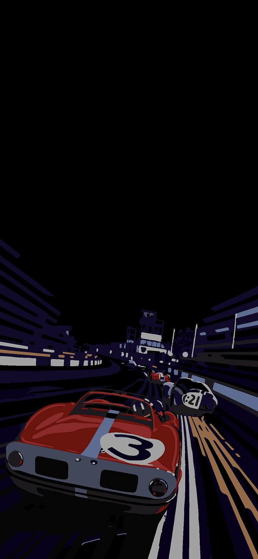 Red Racing Car Speeding Through City Streets at Night Anime Style HD phone wallpaper