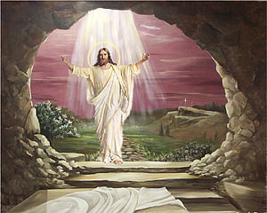 Jesus Christ Resurrection Painting with Divine Light and Halo HD wallpaper