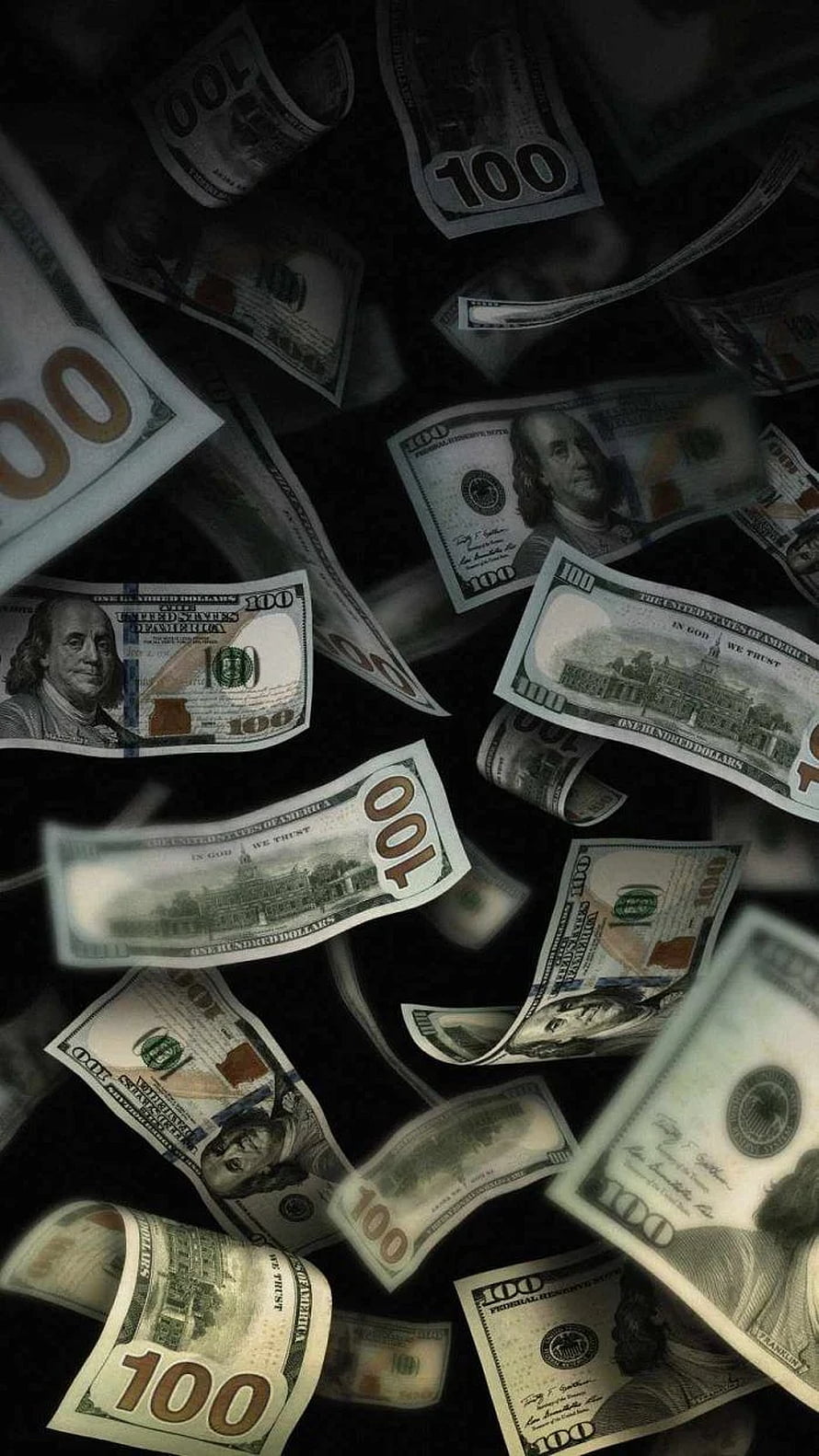 Falling One Hundred Dollar Bills Wallpaper HD phone wallpaper