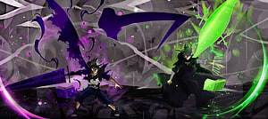 Black Clover Asta and Yuno Confrontation with Magic Swords and Grimoires HD wallpaper