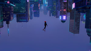 Spider-Man Miles Morales Falling Through Neon Cyberpunk City Skyline, Cyberpunk #skyscraper Upside Down Animated Movies #Spider Man Miles Morales Marvel Comics Spider Man:. Animated Spider, Marvel , Miles Morales Spiderman, Spiderman Upside Down HD wallpaper