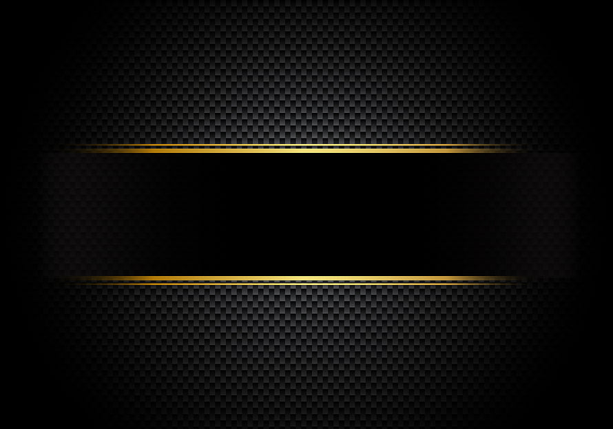 Luxury Black Carbon Fiber Texture with Gold Accent Lines and Central Label Space HD wallpaper