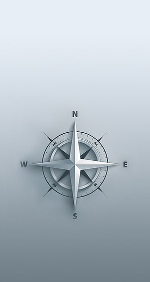 Minimalist Compass Rose Design with Silver Star on Soft Blue Gradient Background HD phone wallpaper