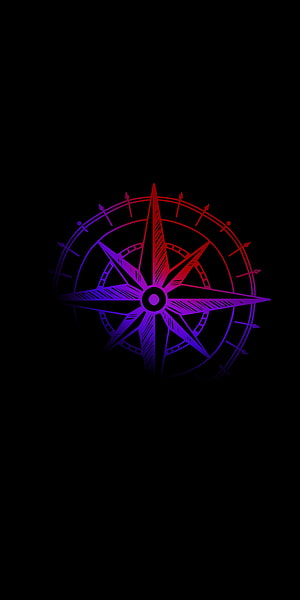 Neon Gradient Compass Rose Vector Illustration on Black Background HD phone wallpaper
