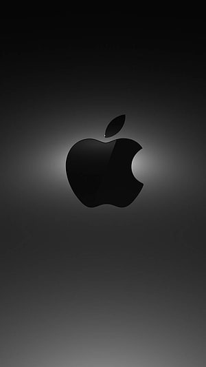 Minimalist Black Apple Logo Wallpaper with Dark Gradient Background HD phone wallpaper