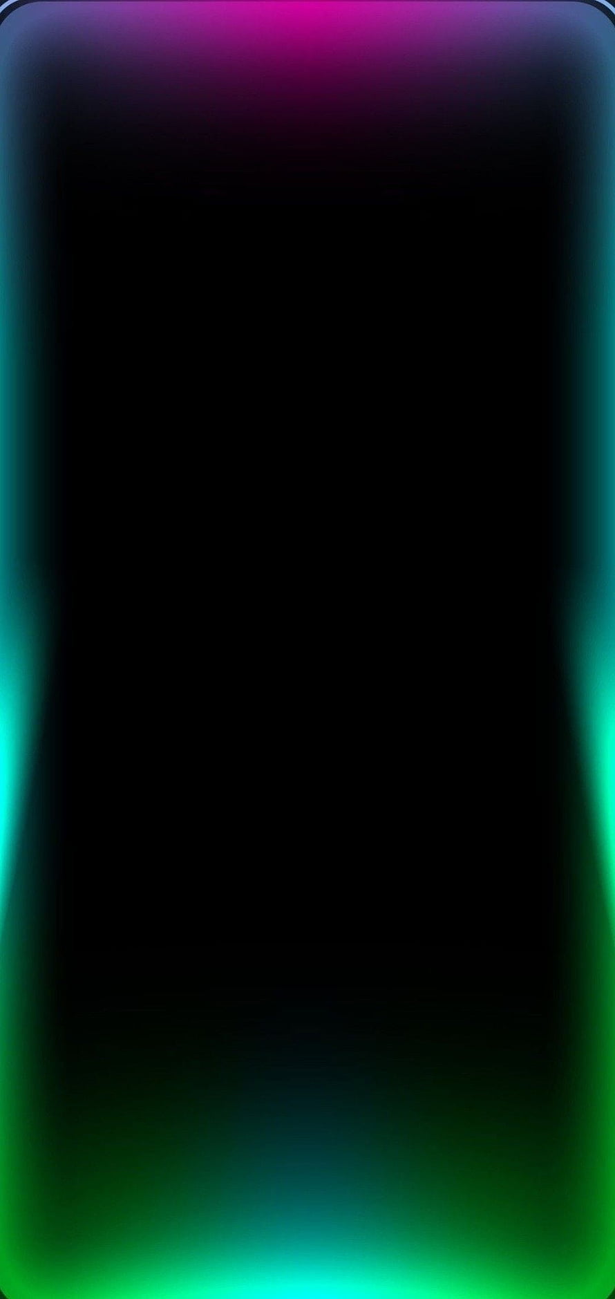Minimalist Dark Phone Wallpaper with Neon Green and Magenta Gradient Border Glow HD phone wallpaper