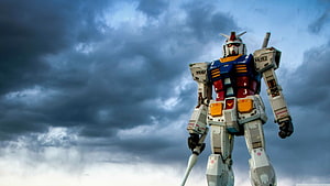 RX-78-2 Gundam Standing Against Dramatic Cloudy Sky HD wallpaper