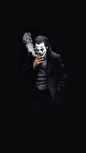 Joker Character Smoking Cigarette With Smoke Art Portrait HD phone wallpaper
