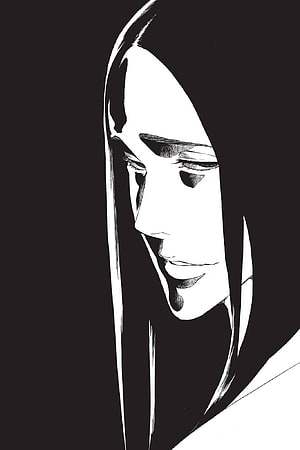 Retsu Unohana Black and White Manga Portrait with Long Hair and Intense Expression HD phone wallpaper