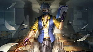 Hanzo Insidious Tutor Skin from Mobile Legends Bang Bang in a Classroom Setting HD wallpaper