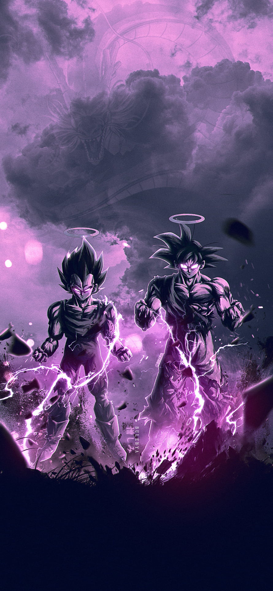 Dragon Ball Super Goku and Vegeta Angel Forms Purple Aura Anime Wallpaper HD phone wallpaper