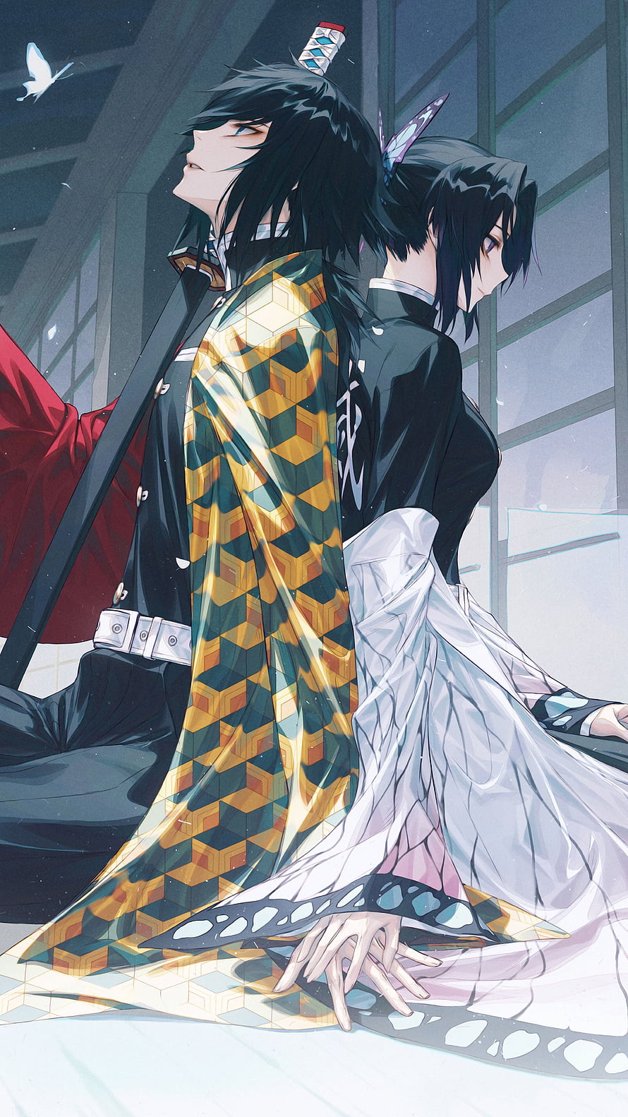 Giyu Tomioka and Shinobu Kocho from Demon Slayer in Pillar Uniforms HD phone wallpaper