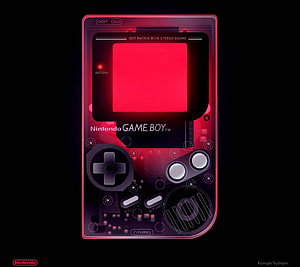 Translucent Red Nintendo Game Boy Concept Art with Circuit Board Design HD wallpaper