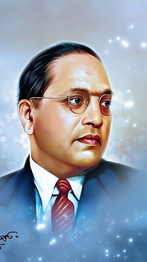Portrait of B.R. Ambedkar in Suit and Glasses with Sparkling Background HD phone wallpaper