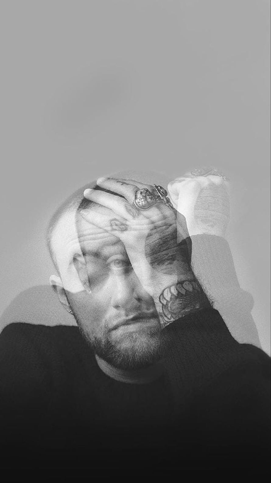 Black and White Portrait of a Man with Hand Over Face and Tattoos, Quinn Hunter on • entertainment •. Mac miller, Mac, Portrait, Circles Mac Miller HD phone wallpaper