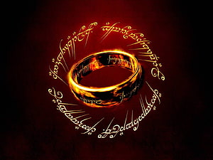 The One Ring from Lord of the Rings with Elvish Inscription on Dark Red Background HD wallpaper