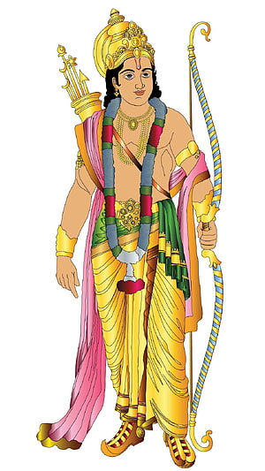 Lord Rama Hindu Deity Illustration with Bow and Arrow HD phone wallpaper