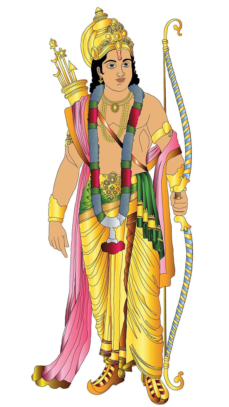 Lord Rama Hindu Deity Illustration with Bow and Arrow HD phone wallpaper