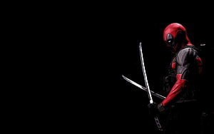 Deadpool Character Holding Dual Swords Against Dark Background HD wallpaper