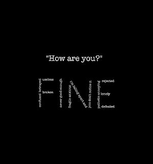 Sad Emotional Text Art Wallpaper With Negative Words And Black Background HD phone wallpaper
