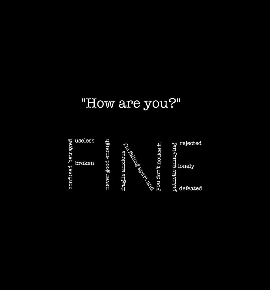 Sad Emotional Text Art Wallpaper With Negative Words And Black Background HD phone wallpaper