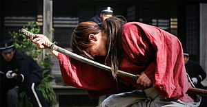 Rurouni Kenshin Live Action Film Still Featuring Red Kimono and Katana HD wallpaper