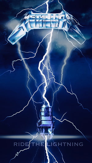 Metallica Ride the Lightning Album Art with Electric Lightning Storm and Vintage Truck HD phone wallpaper