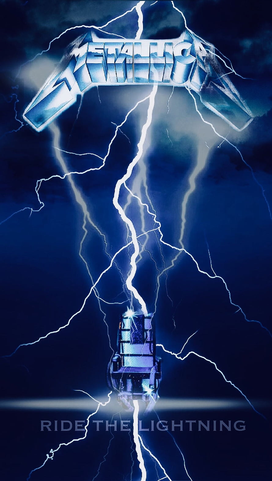 Metallica Ride the Lightning Album Art with Electric Lightning Storm and Vintage Truck HD phone wallpaper
