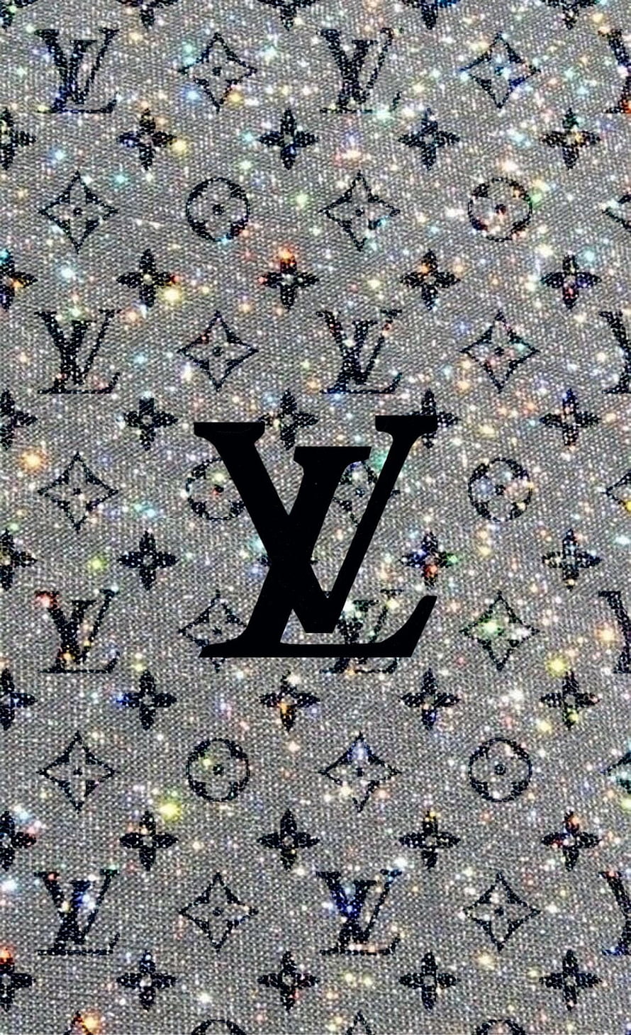 Louis Vuitton Monogram Pattern with Glitter Texture and Central Logo HD phone wallpaper