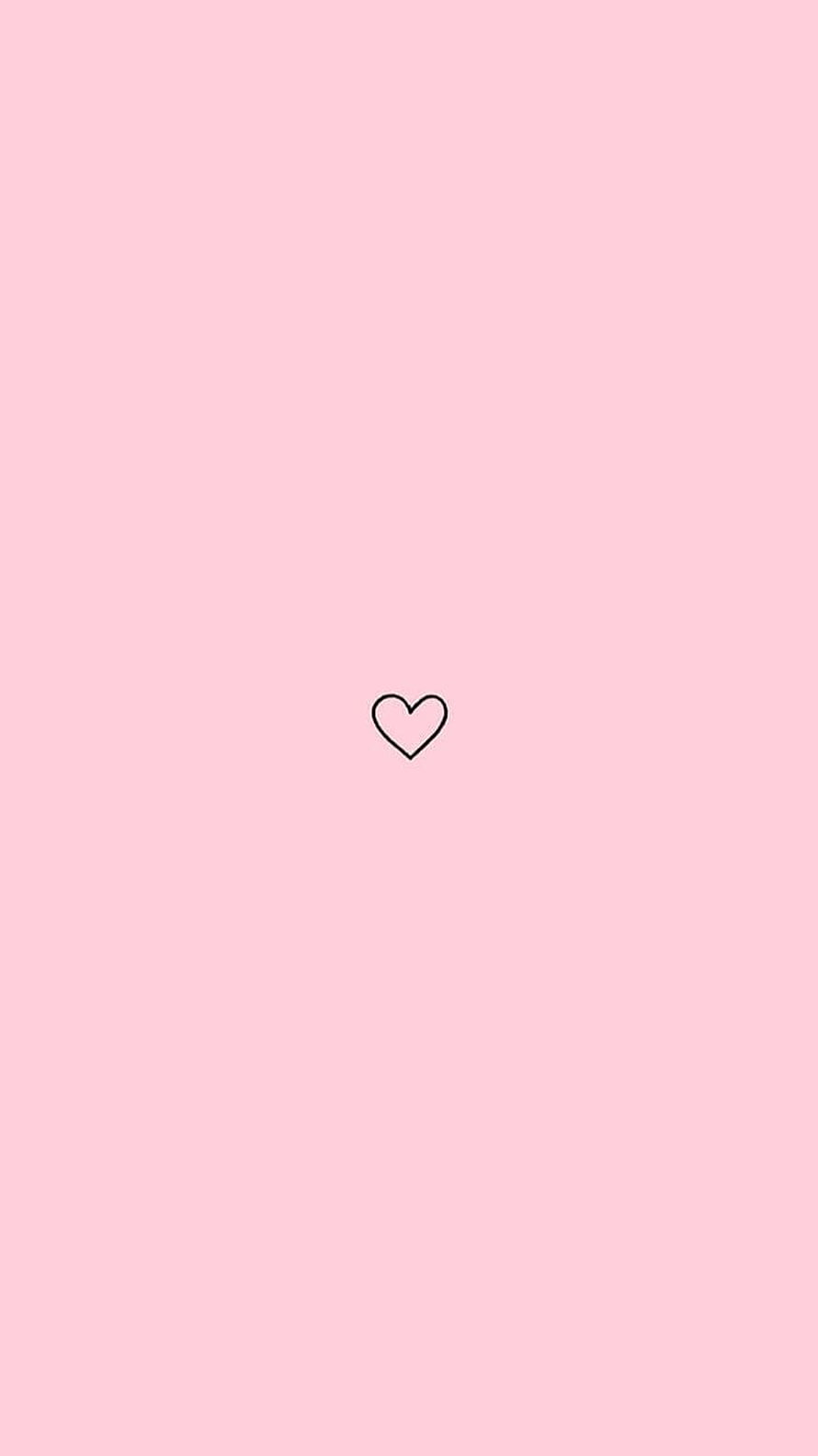 Minimalist Pink Heart Outline on Soft Pastel Background HD phone wallpaper