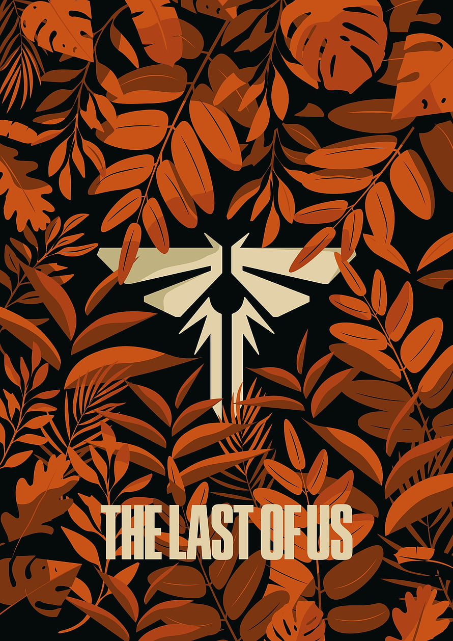 The Last of Us Firefly Symbol Minimalist Poster with Orange Leaves HD phone wallpaper