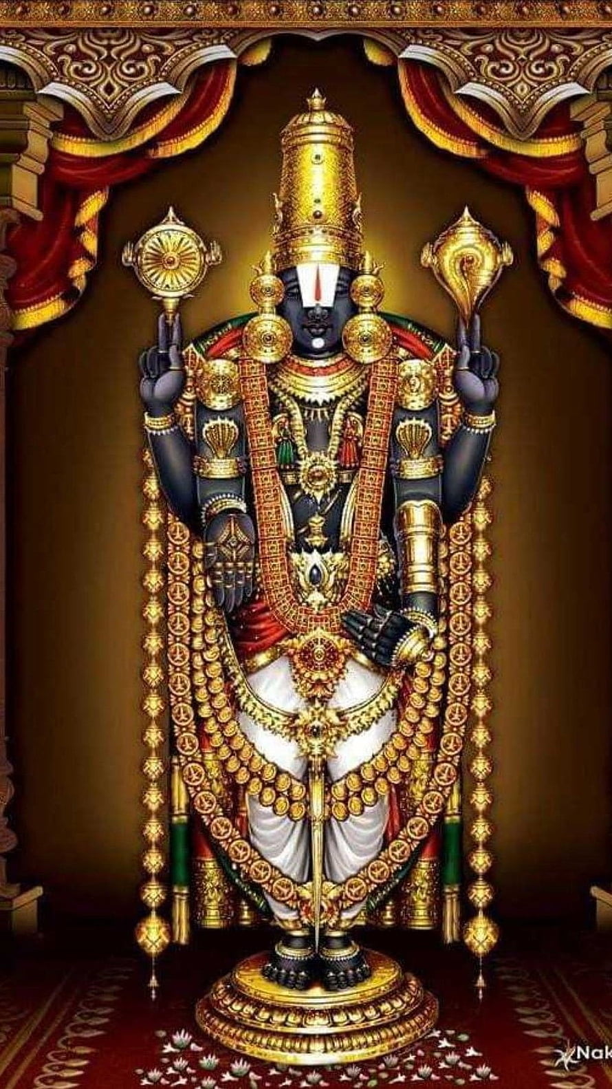 Lord Ayyappa Hindu Deity Wallpaper with Golden Crown and Sacred Symbols HD phone wallpaper