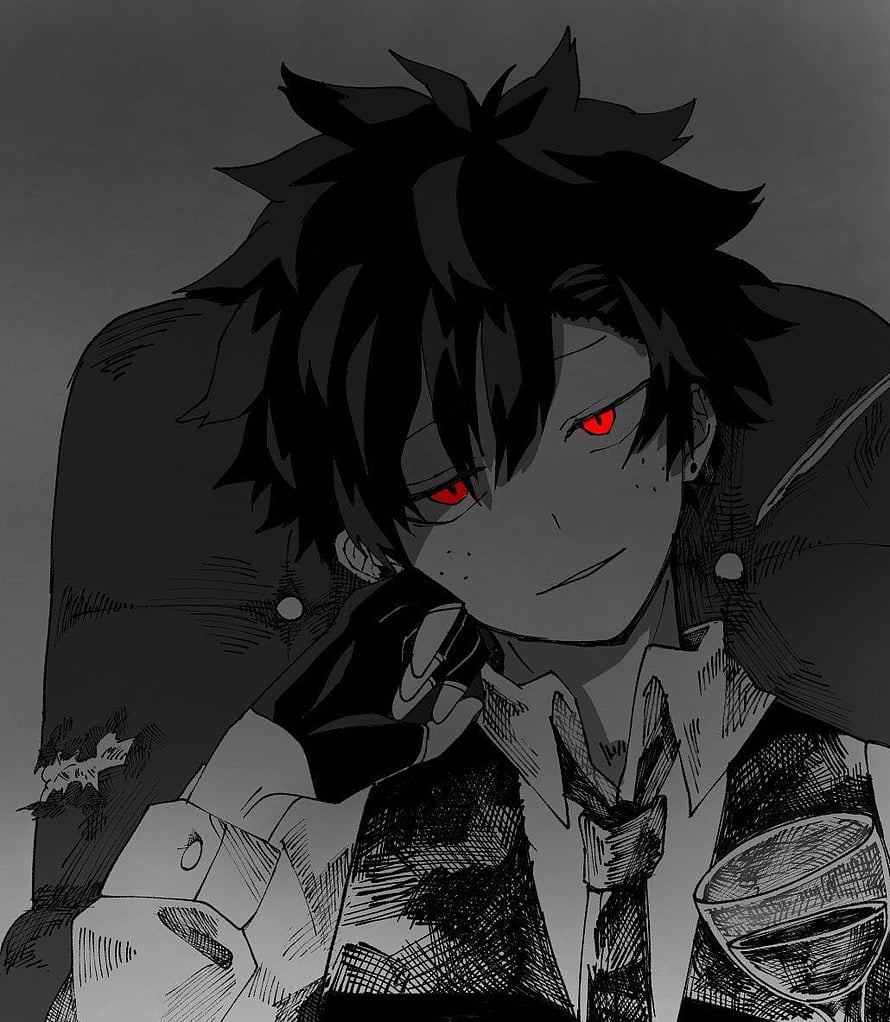 Villain Deku Anime Character with Glowing Red Eyes and Dark Spiky Hair HD phone wallpaper
