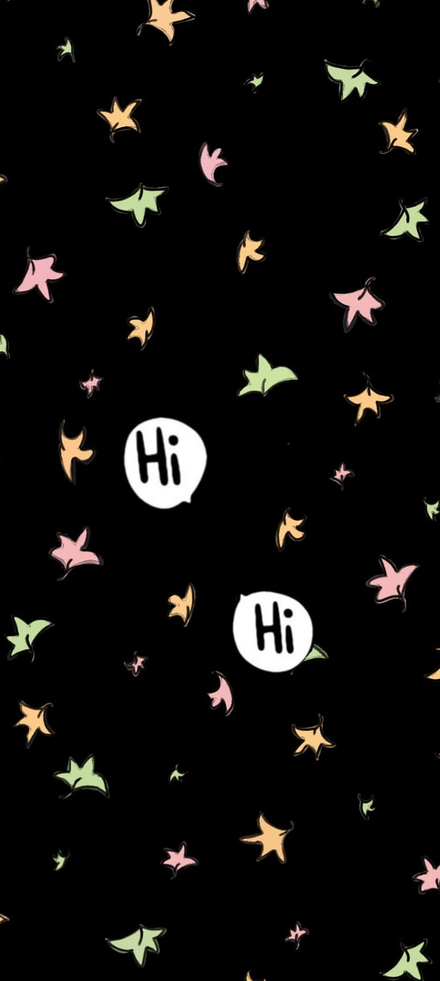 Heartstopper pastel maple leaf pattern with speech bubbles on black background HD phone wallpaper