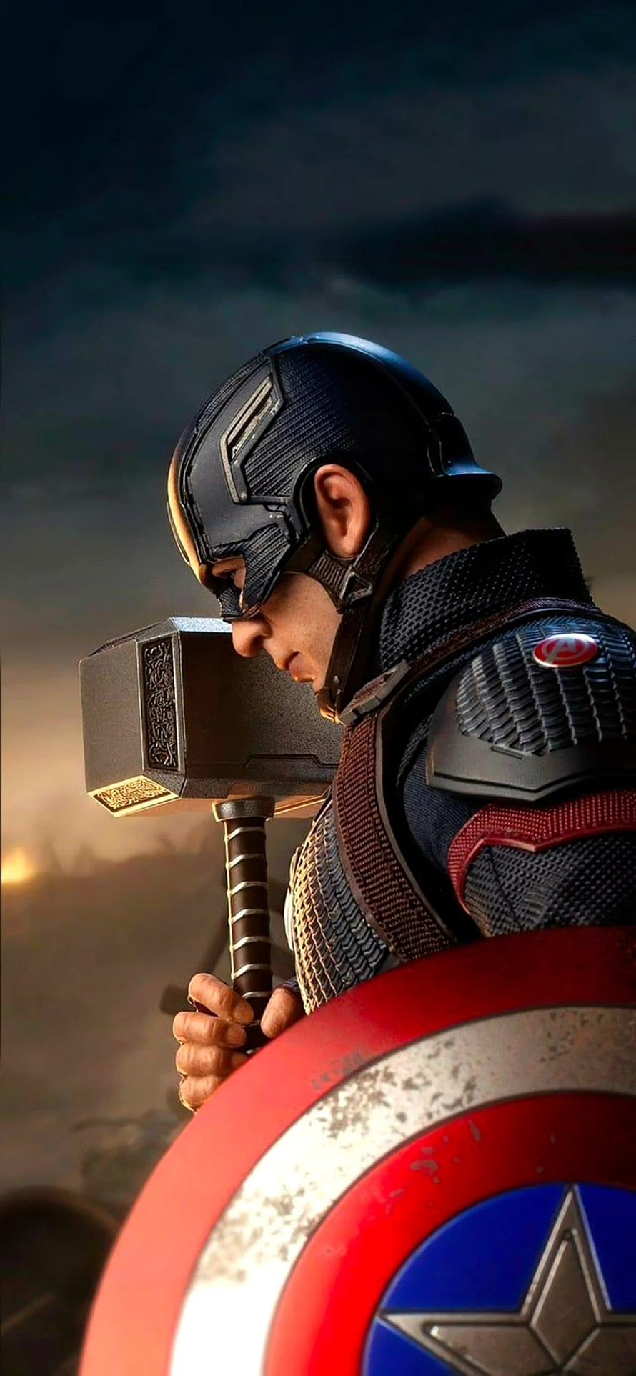 Captain America Wielding Mjolnir in Avengers Endgame Cinematic Scene HD phone wallpaper