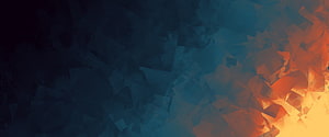 Abstract Geometric Low Poly Landscape with Warm Sunset Gradient and Cool Blue Tones HD wallpaper