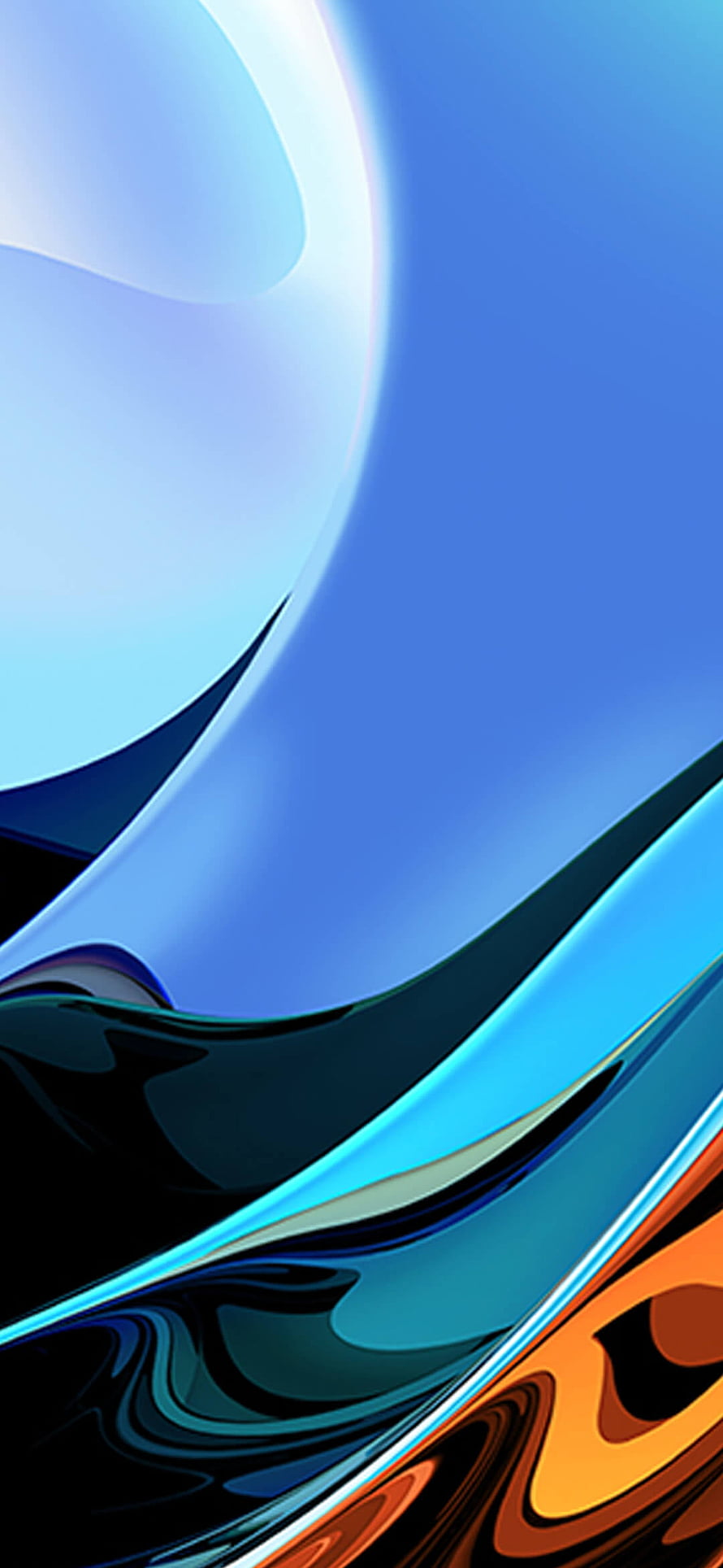 Abstract Liquid Metal Waves with Blue and Orange Gradient Flow HD phone wallpaper