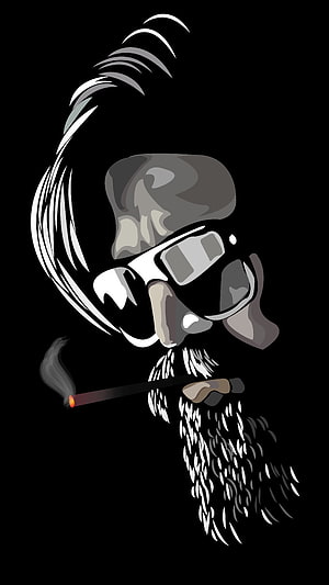 Stylized Vector Illustration of a Skull with Sunglasses and a Cigar HD phone wallpaper