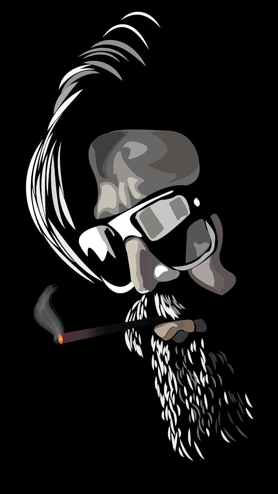 Stylized Vector Illustration of a Skull with Sunglasses and a Cigar HD phone wallpaper