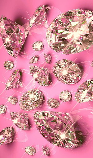 Sparkling Pink Diamonds and Crystals on a Vibrant Pastel Background HD phone wallpaper