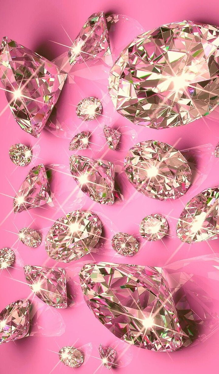 Sparkling Pink Diamonds and Crystals on a Vibrant Pastel Background HD phone wallpaper